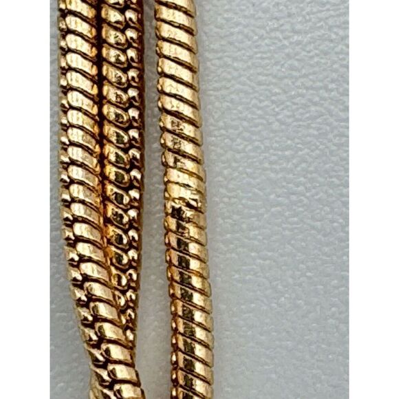 Gold Tone Faux Faceted Mother Pearl Triple Strand Snake Chain Necklace Earrings‎ - Picture 11 of 11